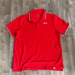 Ohio State University Nike DriFit Red Polo Shirt Men XL College Sports Football